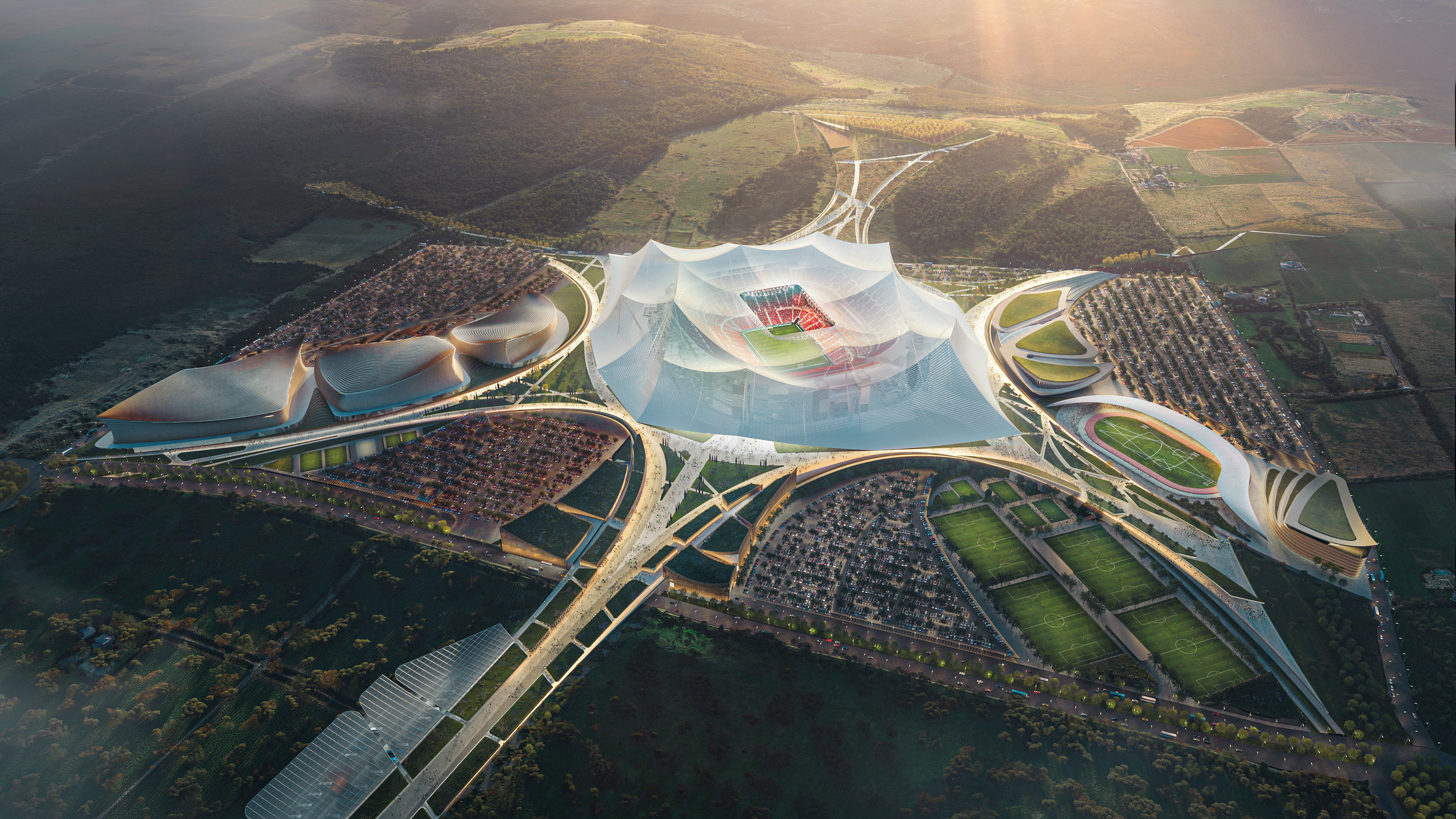 Como será el estadio Hassan II de Marruecos: el más grande del mundo que aspira a dejar al Bernabéu sin final del Mundial 2030 Como será el estadio Hassan II de Marruecos: el más grande del mundo que aspira a dejar al Bernabéu sin final del Mundial 2030