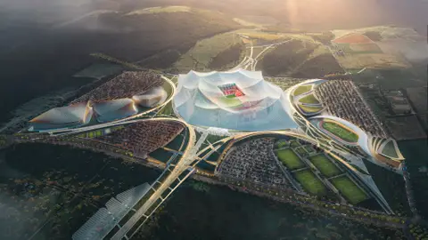 Como será el estadio Hassan II de Marruecos: el más grande del mundo que aspira a dejar al Bernabéu sin final del Mundial 2030 Como será el estadio Hassan II de Marruecos: el más grande del mundo que aspira a dejar al Bernabéu sin final del Mundial 2030 / Getty Images