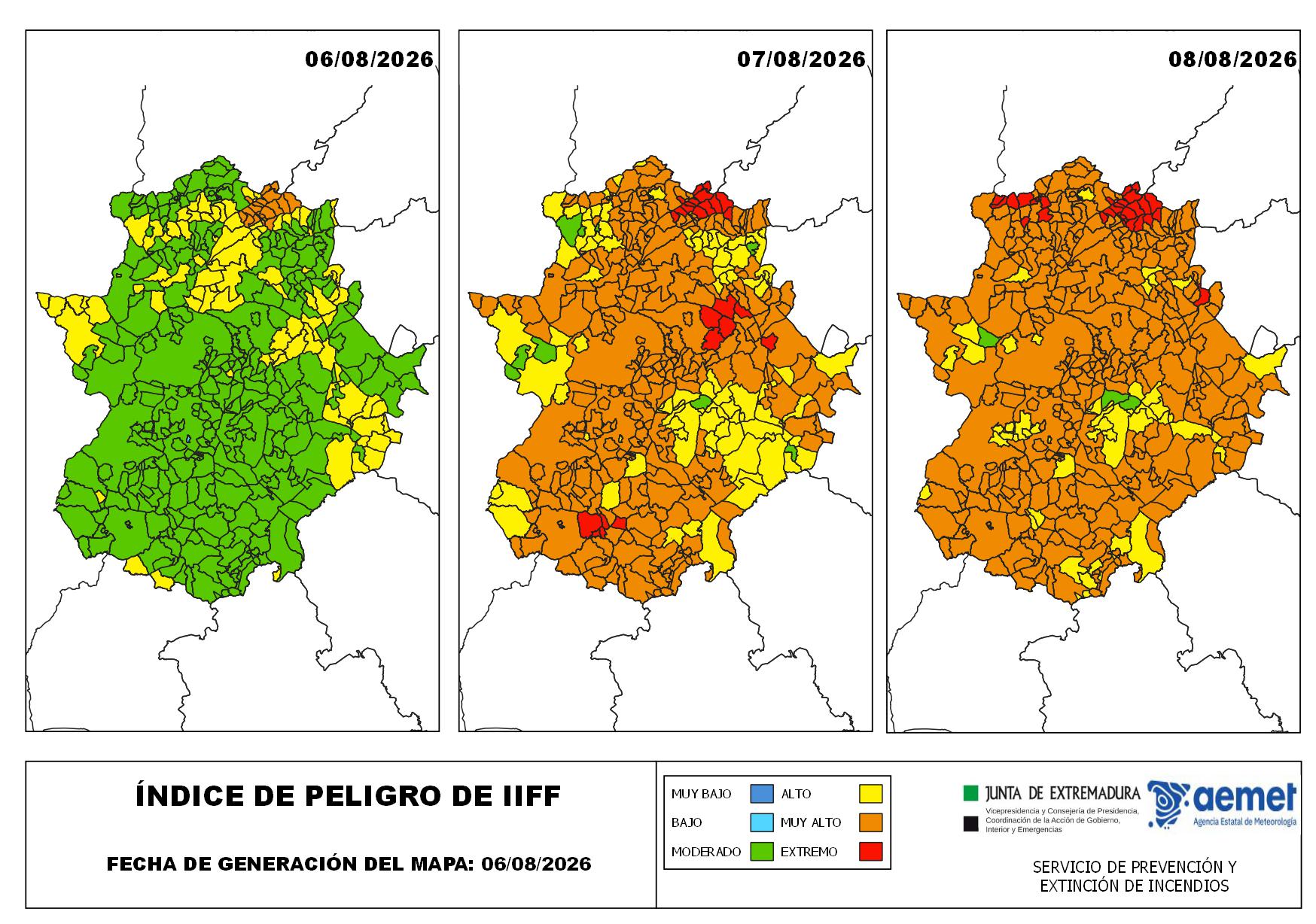 Riesgo moderado de incendios este jueves en todo el territorio extremeño, a partir del viernes escalada hacia un riesgo muy alto Riesgo moderado de incendios este jueves en todo el territorio extremeño, a partir del viernes escalada hacia un riesgo muy alto