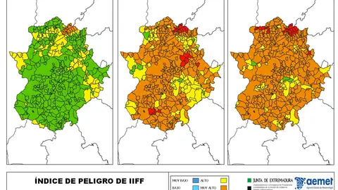 Riesgo moderado de incendios este jueves en todo el territorio extremeño, a partir del viernes escalada hacia un riesgo muy alto Riesgo moderado de incendios este jueves en todo el territorio extremeño, a partir del viernes escalada hacia un riesgo muy alto