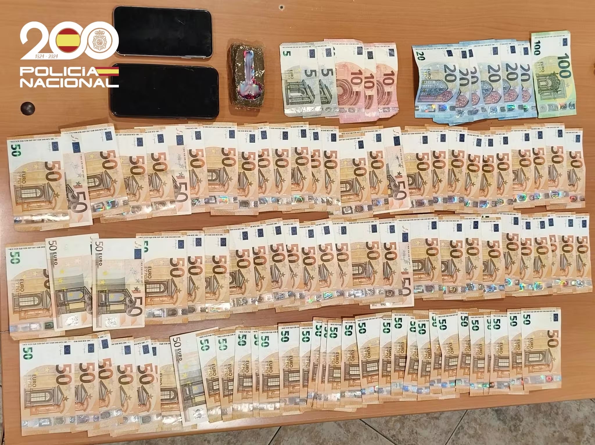 Dinero incautado durante la detención Dinero incautado durante la detención