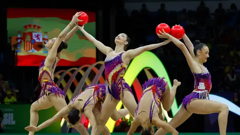 Equipo español de rítmica en el pasado Mundial de Río de Janeiro disputado en agosto de 2025 Equipo español de rítmica en el pasado Mundial de Río de Janeiro disputado en agosto de 2025