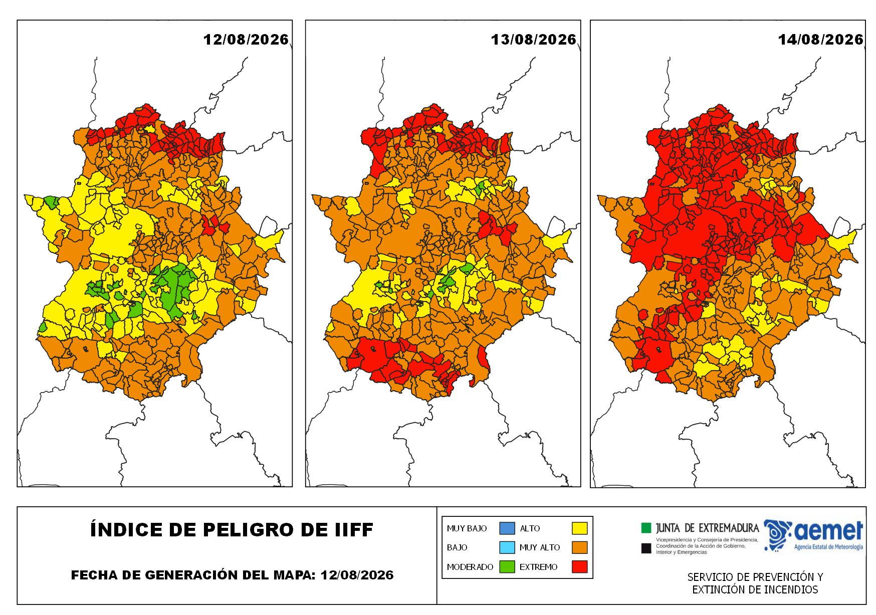 Este miércoles llegará el riesgo extremo por incendios forestales a la zona norte de Extremadura Este miércoles llegará el riesgo extremo por incendios forestales a la zona norte de Extremadura