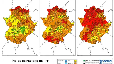 Este miércoles llegará el riesgo extremo por incendios forestales a la zona norte de Extremadura Este miércoles llegará el riesgo extremo por incendios forestales a la zona norte de Extremadura