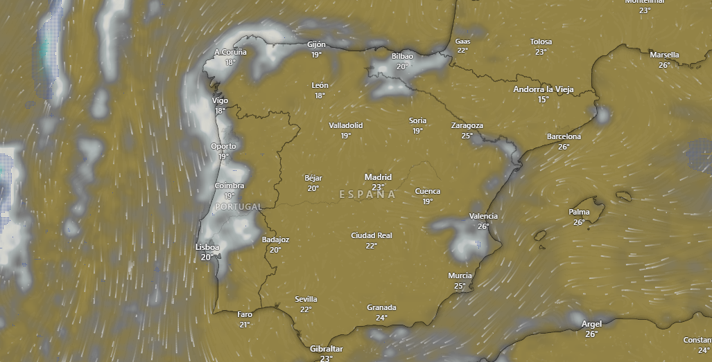 Dónde habrá nubes durante el eclipse: consulta el mapa en tiempo real de los cielos en todas las zonas de España Dónde habrá nubes durante el eclipse: consulta el mapa en tiempo real de los cielos en todas las zonas de España
