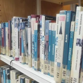 Estantería de libros de la Biblioteca de Valdepeñas Estantería de libros de la Biblioteca de Valdepeñas