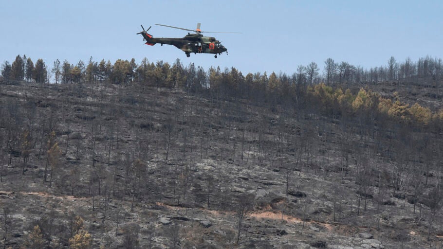 En la imagen, incendio de las Pe&ntilde;as de Riglos (Huesca).
