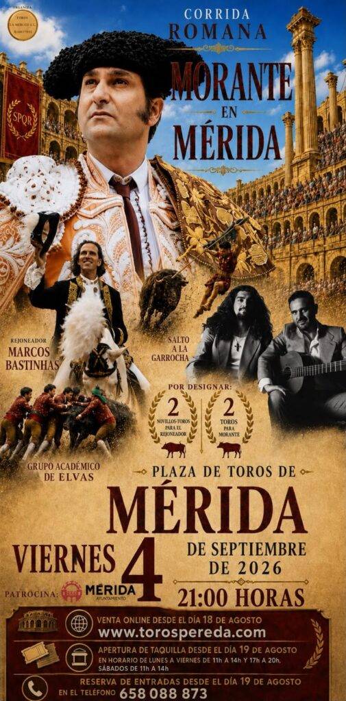 Morante de la Puebla será el gran protagonista de la ‘Corrida Romana’ el 4 de septiembre en Mérida Morante de la Puebla será el gran protagonista de la ‘Corrida Romana’ el 4 de septiembre en Mérida
