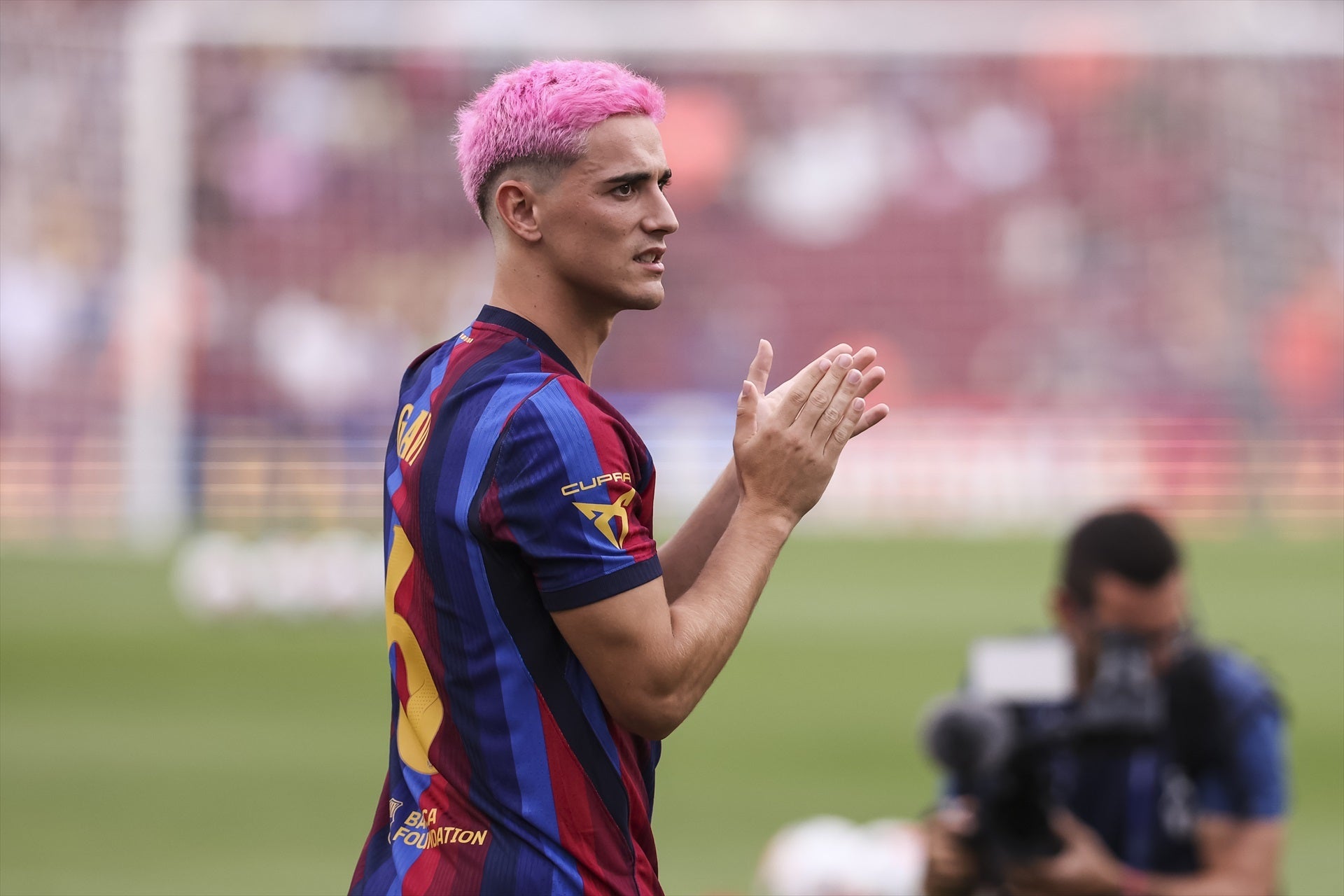 El jugador del F.C Barcelona, Gavi, durante la celebración del Trofeo Joan Gamper El jugador del F.C Barcelona, Gavi, durante la celebración del Trofeo Joan Gamper