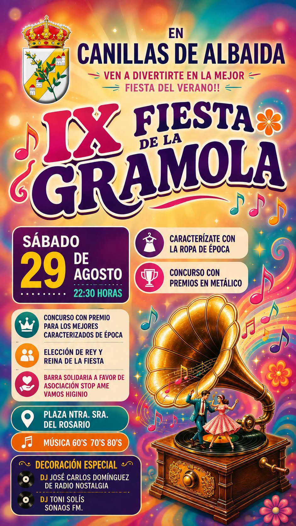 Canillas de Albaida despide el mes de agosto con la IX edición de la Fiesta de la Gramola dedicada a la música de los 60,70 y 80 Canillas de Albaida despide el mes de agosto con la IX edición de la Fiesta de la Gramola dedicada a la música de los 60,70 y 80