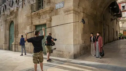 Un rodaje en la Plaza del Ayuntamiento de Alicante Un rodaje en la Plaza del Ayuntamiento de Alicante