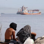Migrantes en la Playa El Trampolín