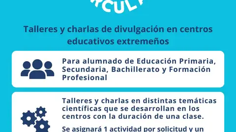 Abierto el plazo de inscripción para los programas de divulgación científica de la Universidad de Extremadura Abierto el plazo de inscripción para los programas de divulgación científica de la Universidad de Extremadura
