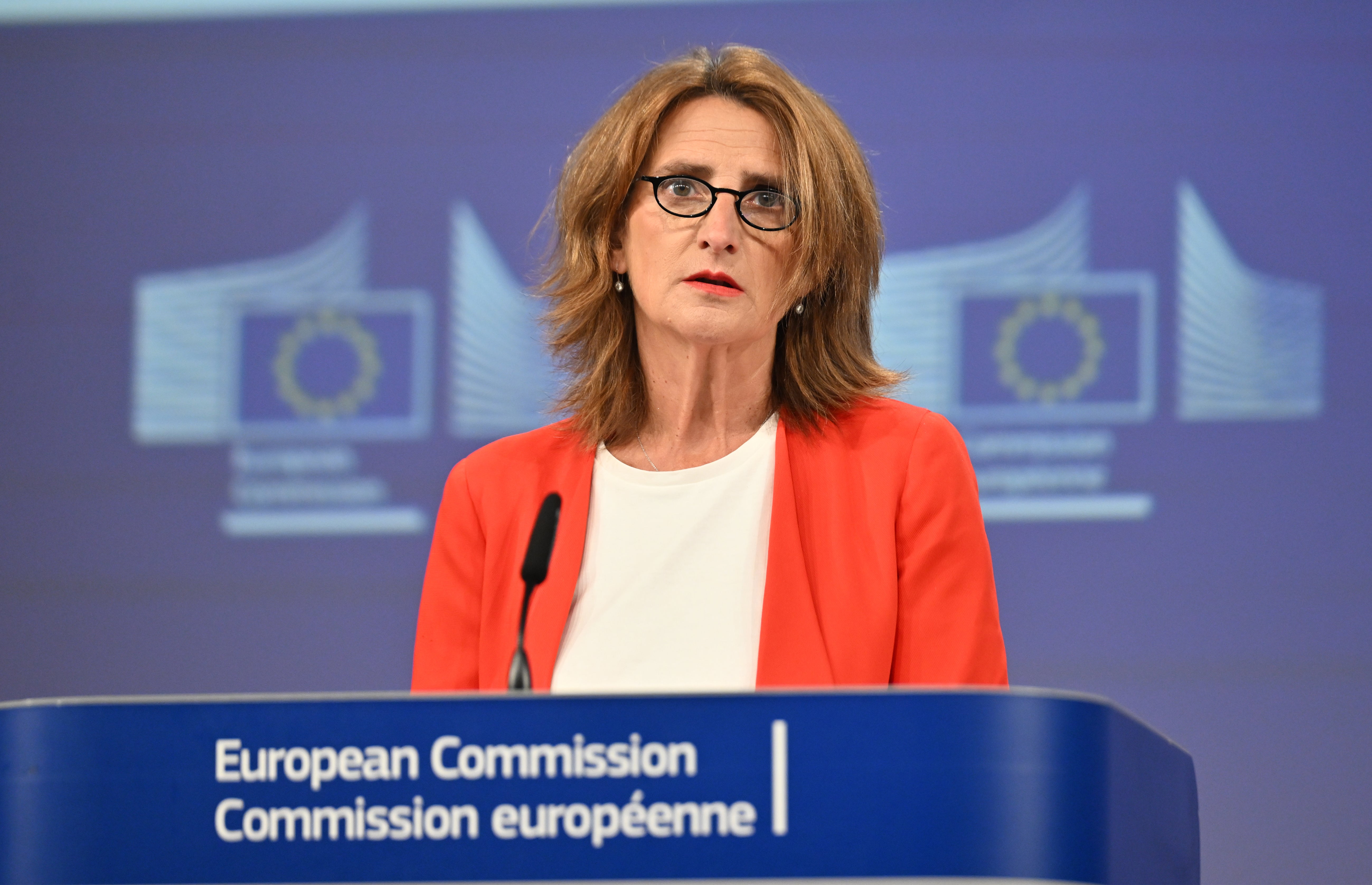 Teresa Ribera, durante su intervención en la Comisión Europea este miércoles Teresa Ribera, durante su intervención en la Comisión Europea este miércoles