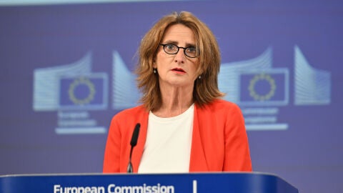 Teresa Ribera, durante su intervenci&oacute;n en la Comisi&oacute;n Europea este mi&eacute;rcoles