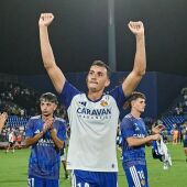 Iranzo celebra el triunfo ante el Antequera 