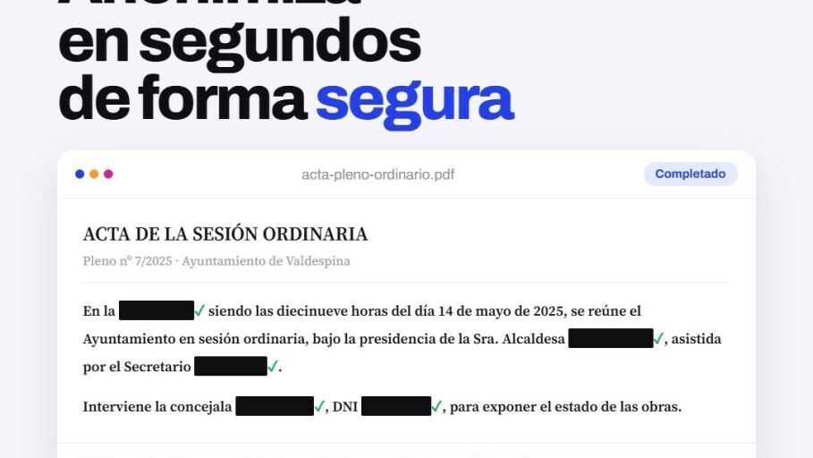 AnonimizIA, una nueva herramienta para automatizar la anonimizaci&oacute;n de documentos p&uacute;blicos 