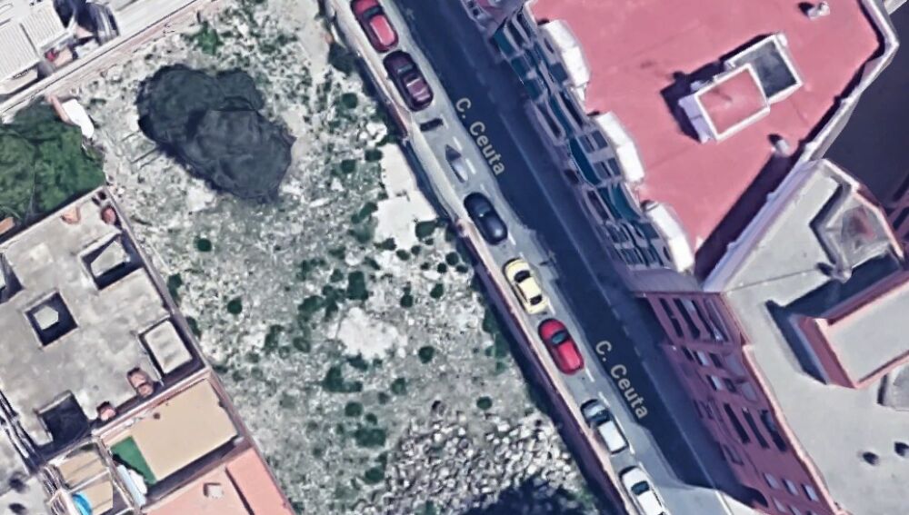 Imagen aérea de la parcela de la calle Ceuta 