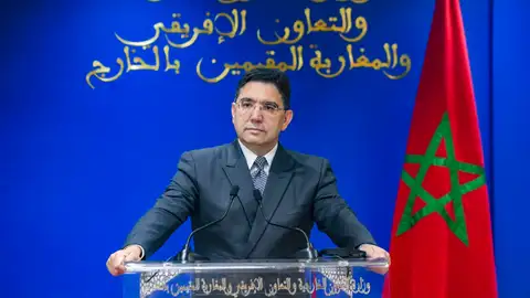 El ministro marroquí de Exteriores, Nasser Bourita, durante una rueda de prensa en Rabat, Marruecos, en abril de 2026. El ministro marroquí de Exteriores, Nasser Bourita, durante una rueda de prensa en Rabat, Marruecos, en abril de 2026.