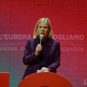 Magdalena Andersson en el PES Election Congress en 2024