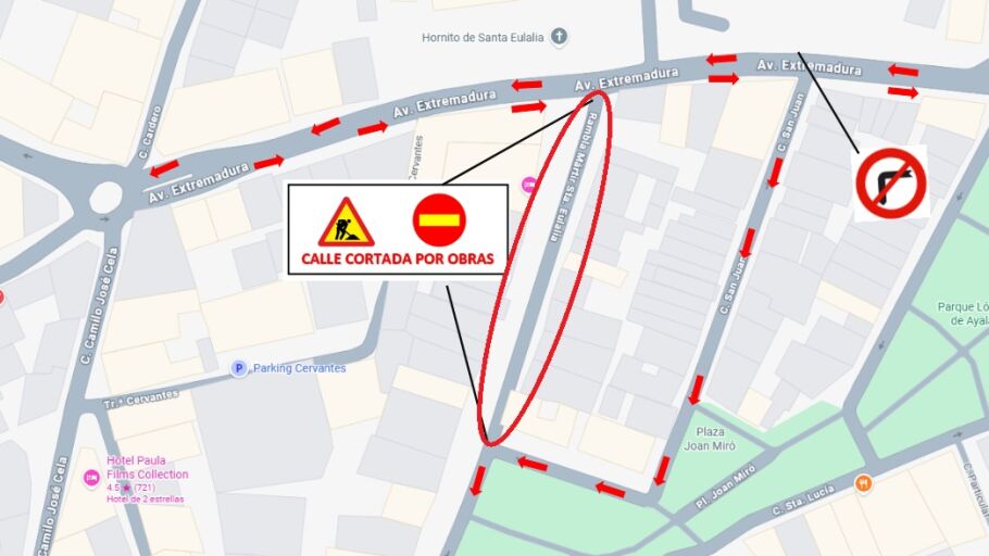 Tr&aacute;fico Obras Rambla Martir Santa Eulalia