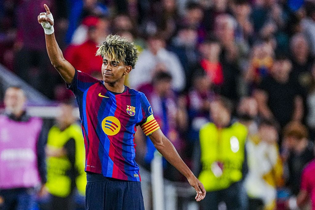 Lamine Yamal celebra un gol con el Barça Lamine Yamal celebra un gol con el Barça