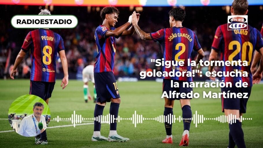 Los goles del F.C. Barcelona - Racing Club, narrados por Alfredo Mart&iacute;nez