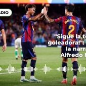 Los goles del F.C. Barcelona - Racing Club, narrados por Alfredo Martínez