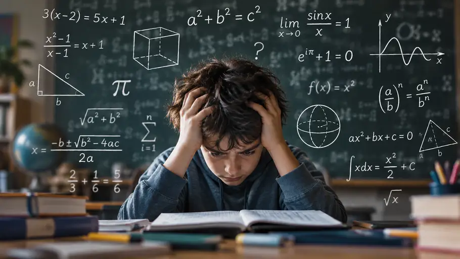 Alumno con dificultades de aprendizaje matemático (generado con IA) Alumno con dificultades de aprendizaje matemático (generado con IA)
