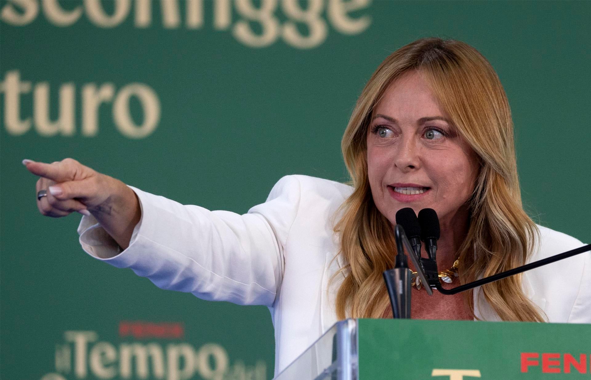 Giorgia Meloni durante la reunión de jóvenes de su partido Giorgia Meloni durante la reunión de jóvenes de su partido
