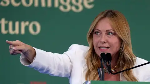 Giorgia Meloni durante la reunión de jóvenes de su partido Giorgia Meloni durante la reunión de jóvenes de su partido