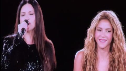 Laura Pausini y Shakira, en el tercer concierto de Shakira en Madrid.