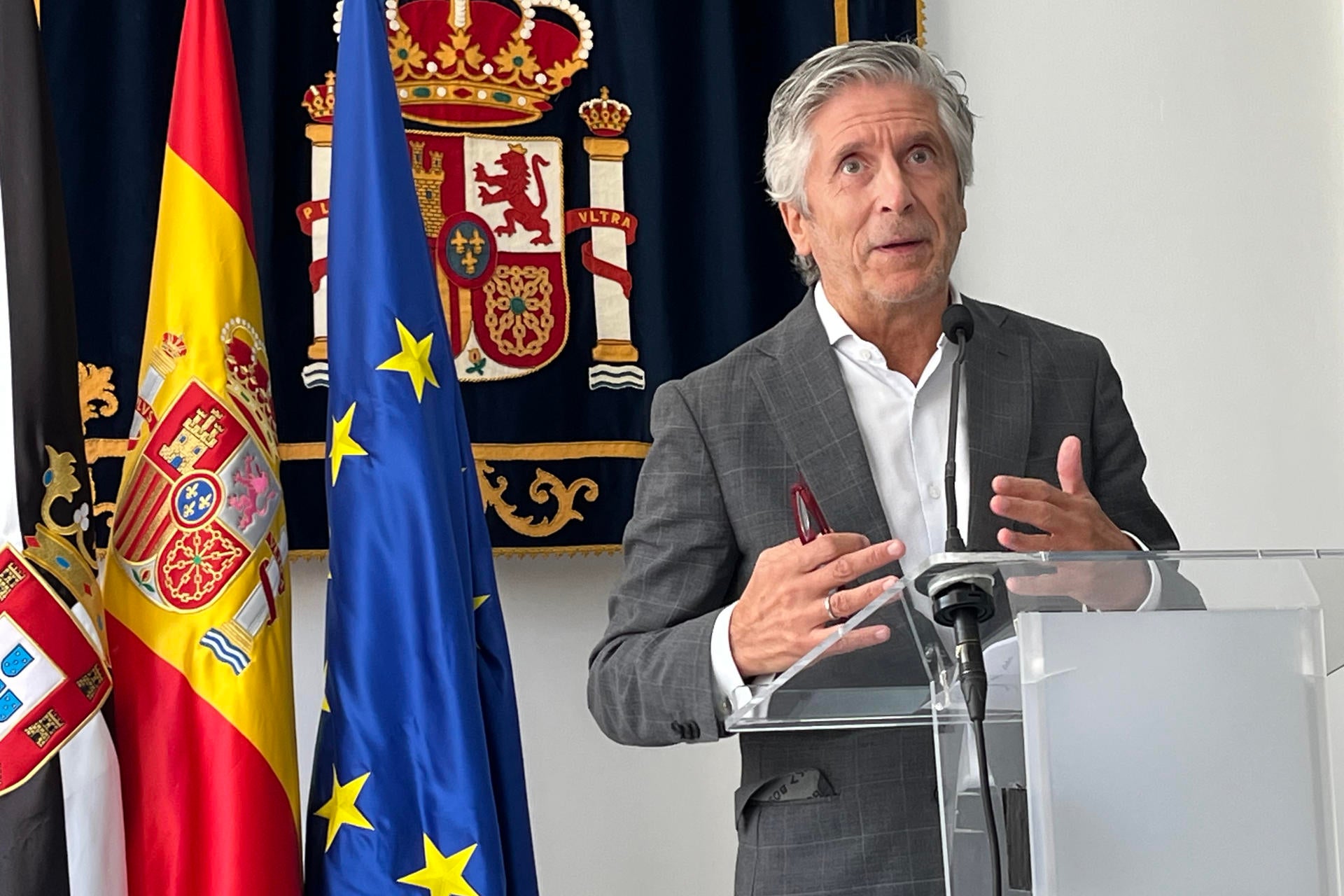 El ministro del Interior, Fernando Grande-Marlaska, desde Ceuta El ministro del Interior, Fernando Grande-Marlaska, desde Ceuta