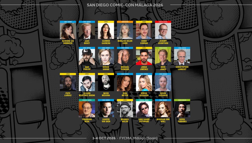 Nuevos invitados Panel Cero en la San Diego Comic-Con de Málaga 2026.