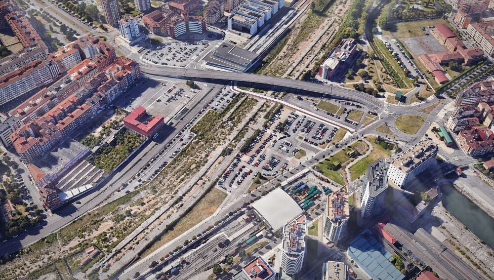 Situación actual de la zona del viaducto de Carlos Marx en Gijón 