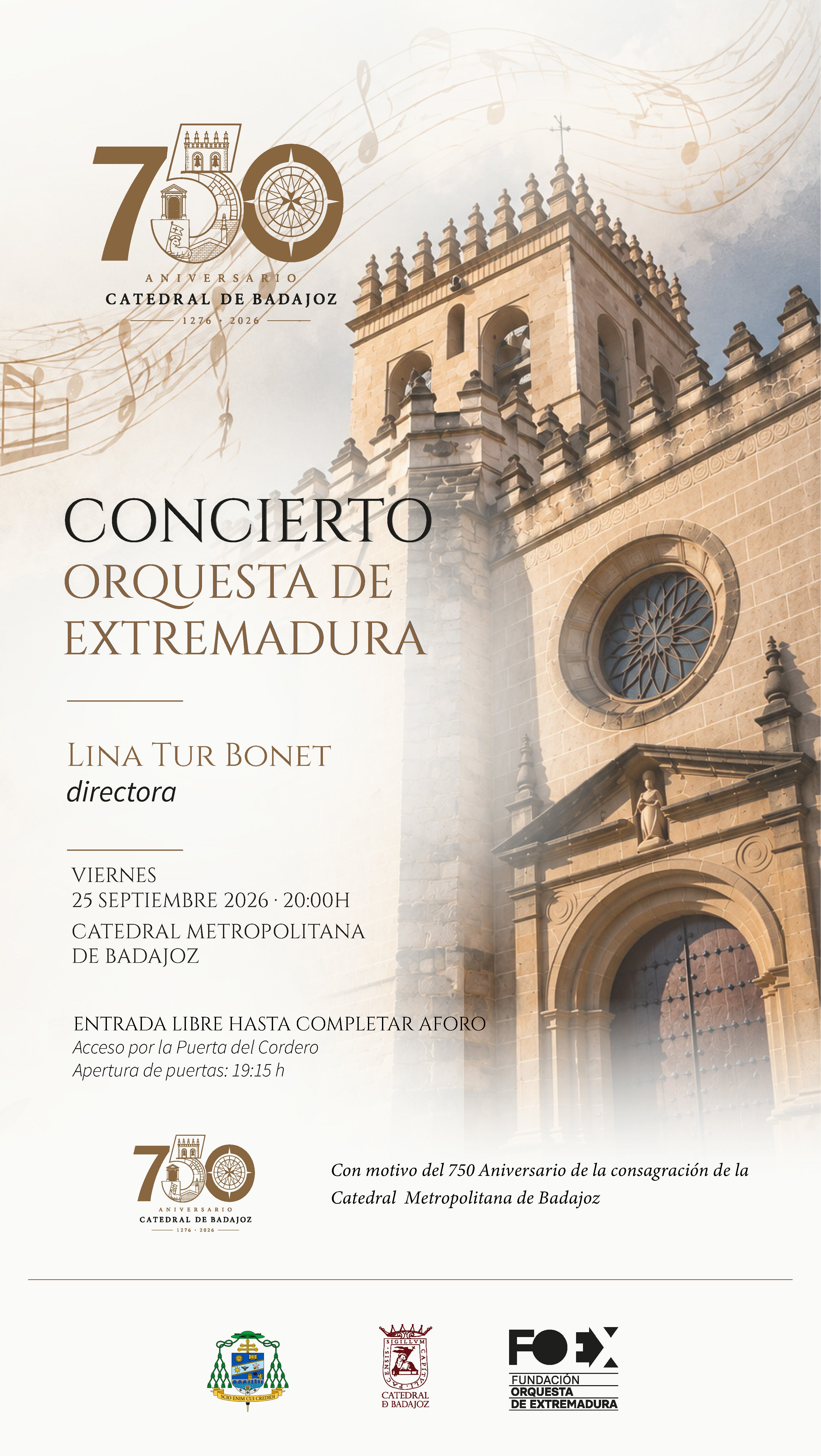 La Orquesta de Extremadura participa en la celebración del 750 aniversario de la Catedral de Badajoz con un concierto único La Orquesta de Extremadura participa en la celebración del 750 aniversario de la Catedral de Badajoz con un concierto único