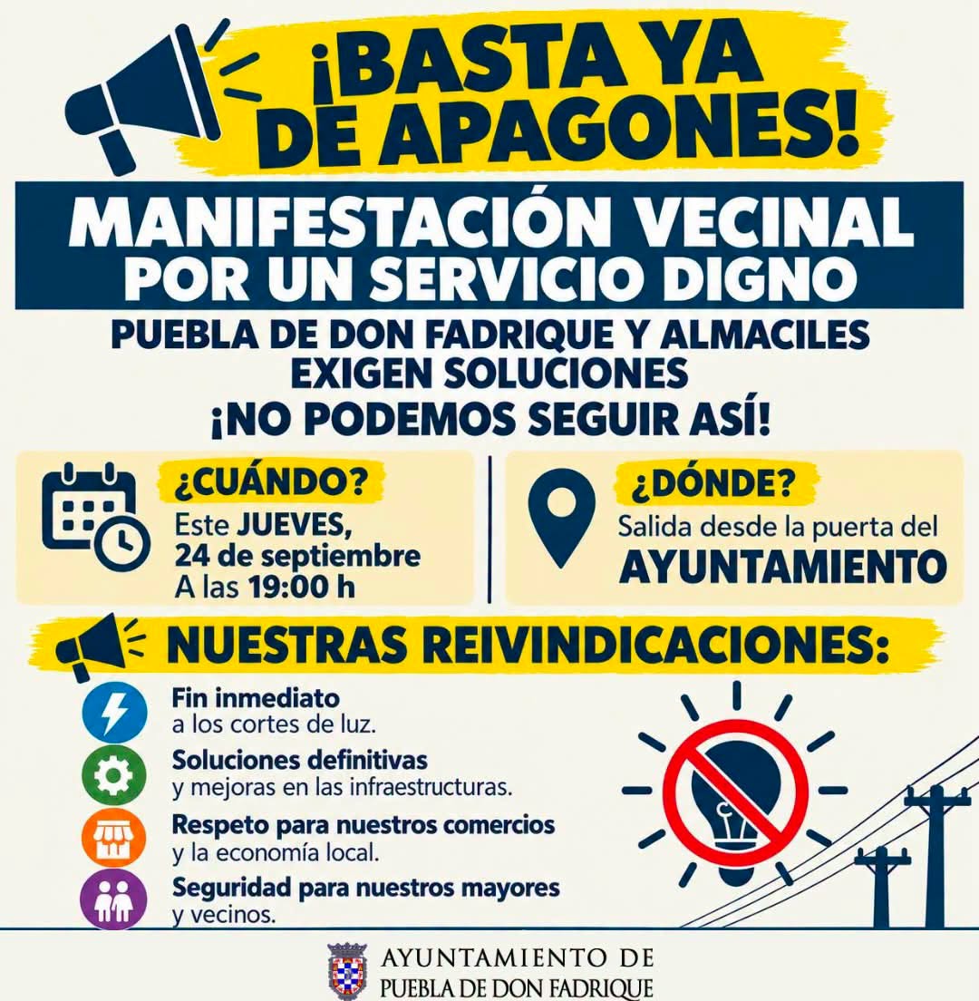 Más de 2.200 vecinos de Puebla de Don Fadrique denuncian que llevan cuatro meses sufriendo apagones Más de 2.200 vecinos de Puebla de Don Fadrique denuncian que llevan cuatro meses sufriendo apagones