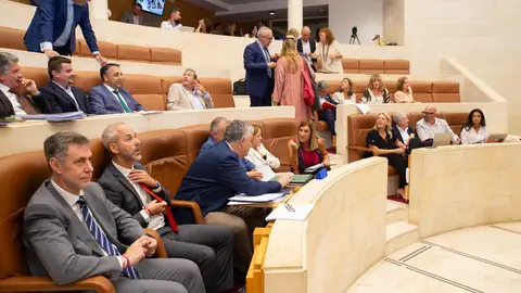 La presidenta de Cantabria, María José Sáenz de Buruaga, durante el pleno del Parlamento de Cantabria La presidenta de Cantabria, María José Sáenz de Buruaga, durante el pleno del Parlamento de Cantabria