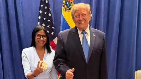 Delcy Rodríguez y Trump tras su reunión a puerta cerrada en Nueva York. Delcy Rodríguez y Trump tras su reunión a puerta cerrada en Nueva York.