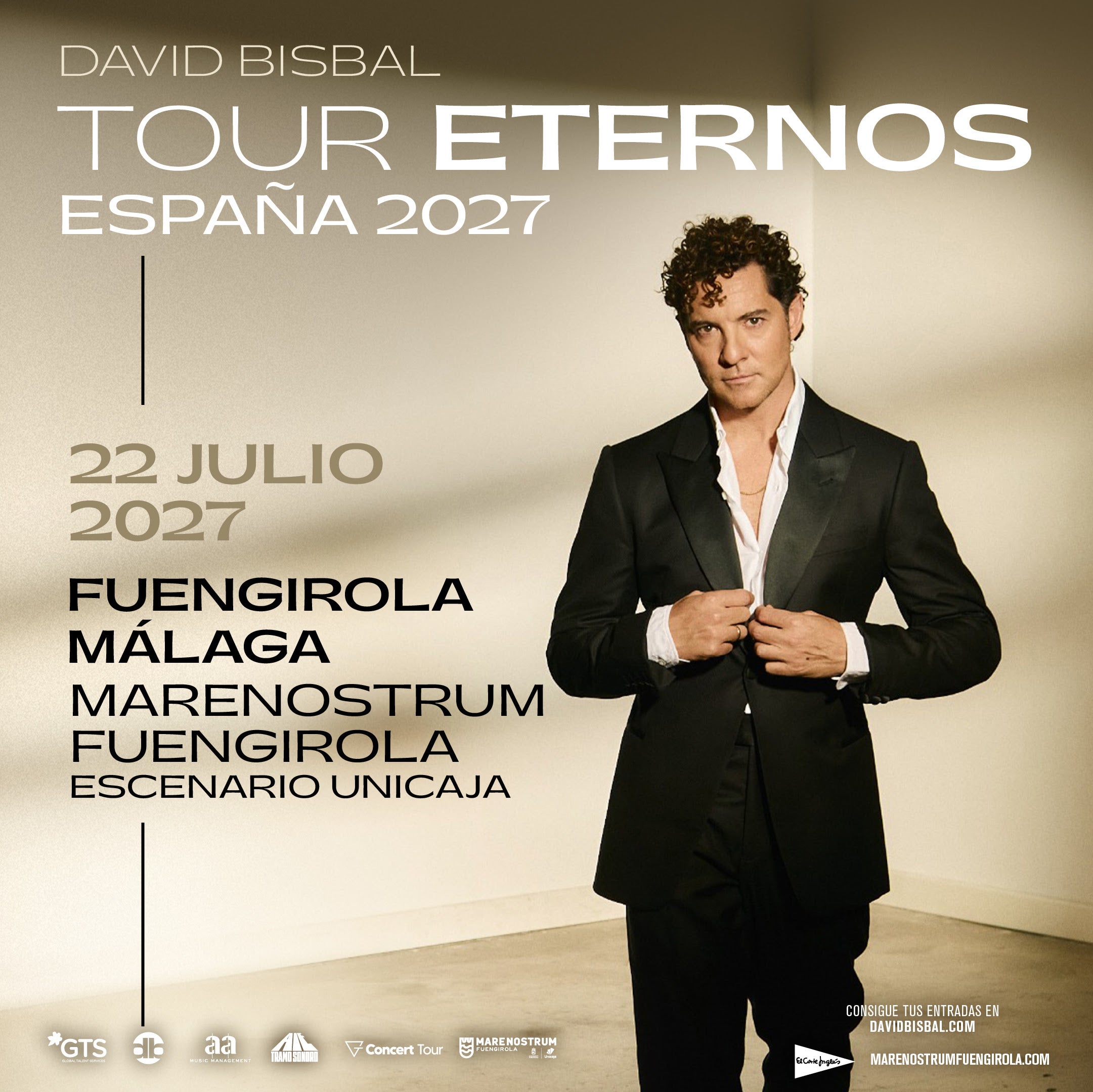 Marenostrum Fuengirola confirma a David Bisbal en 2027 con su Tour Eternos Marenostrum Fuengirola confirma a David Bisbal en 2027 con su Tour Eternos