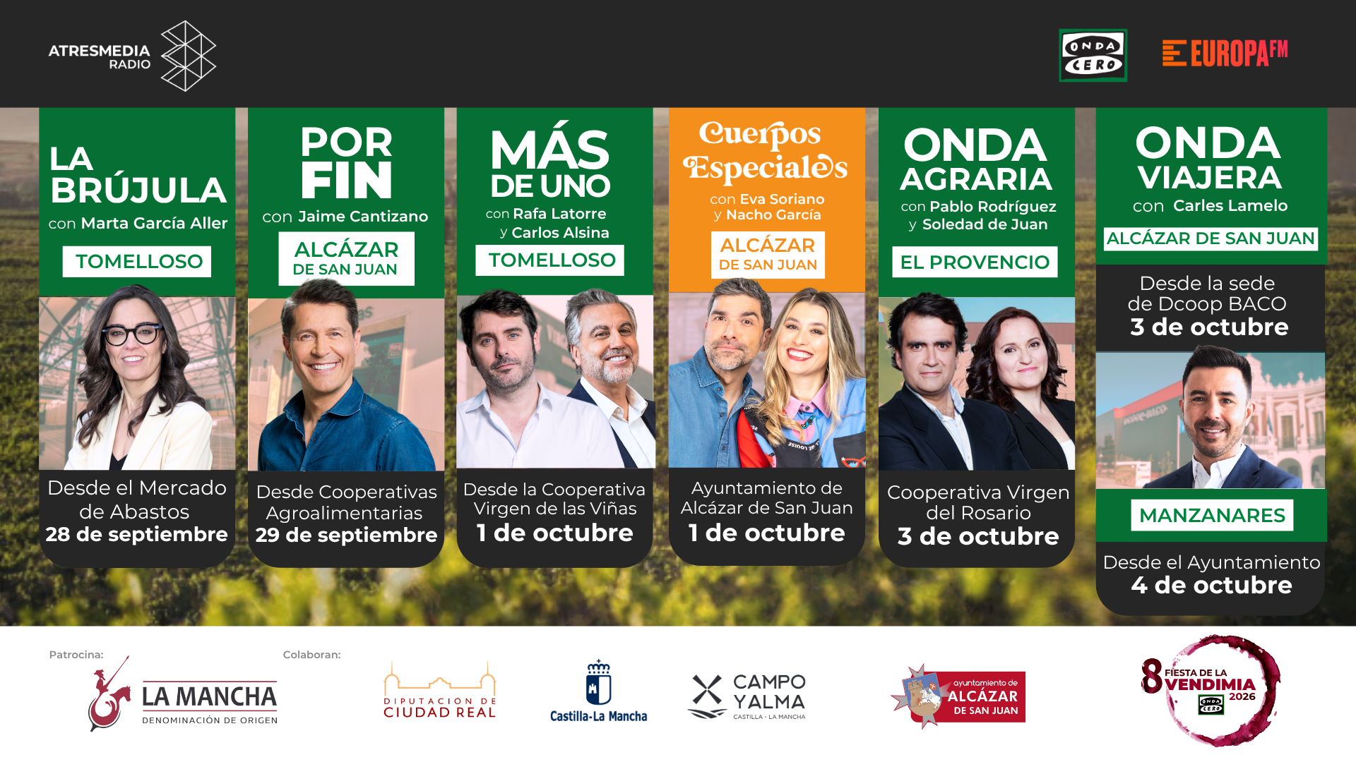 Onda Cero vuelve a convertir La Mancha en referente del vino español con la VIII Fiesta de la Vendimia Onda Cero vuelve a convertir La Mancha en referente del vino español con la VIII Fiesta de la Vendimia