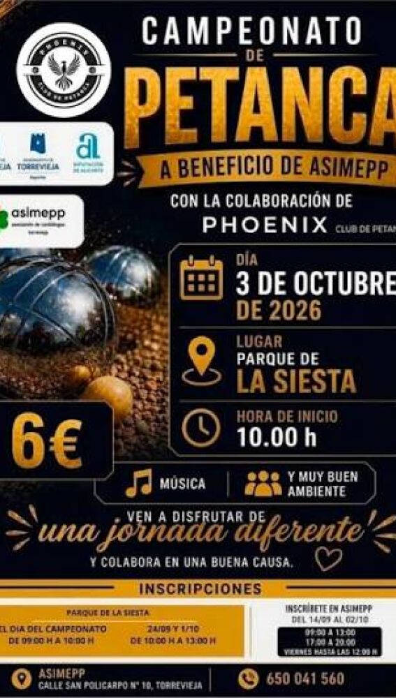 Cartel del campeonato de petanca solidario de ASIMEPP