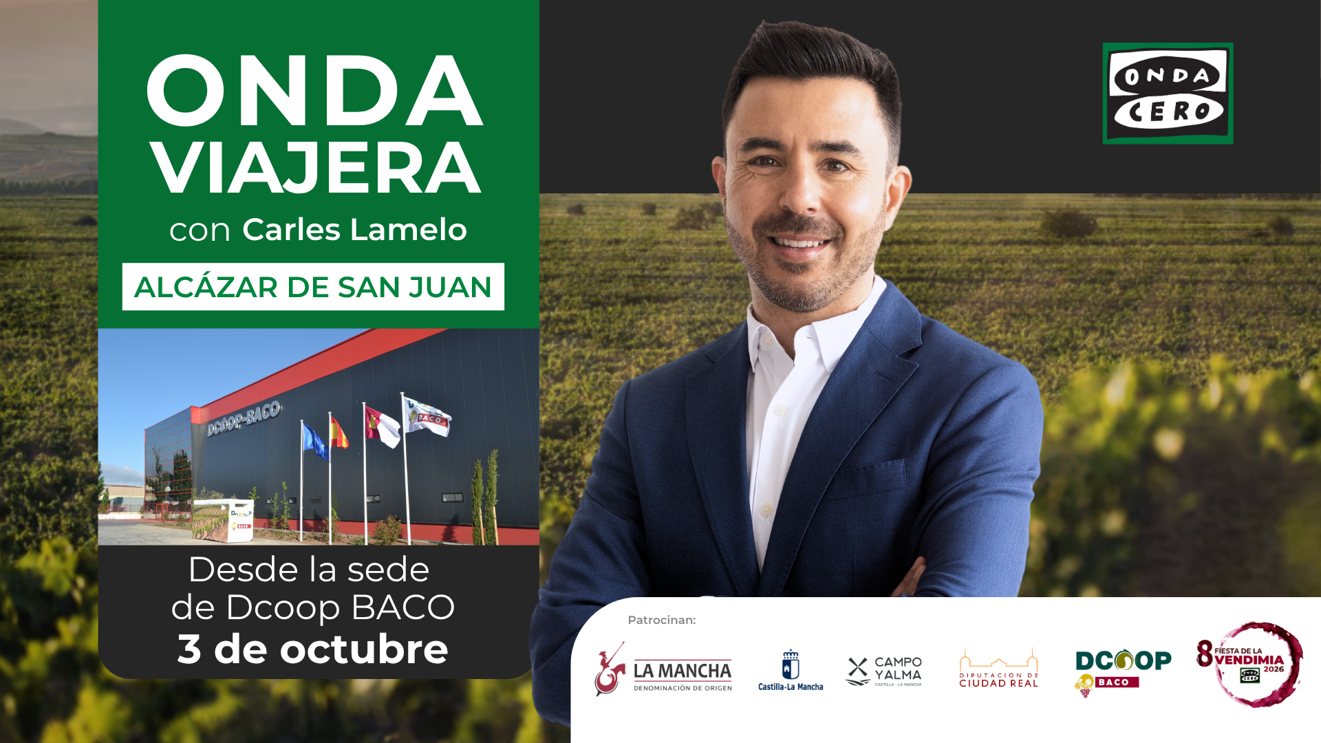 Onda Viajera celebra la VIII Fiesta de la Vendimia con un programa especial desde Dcoop BACO Onda Viajera celebra la VIII Fiesta de la Vendimia con un programa especial desde Dcoop BACO