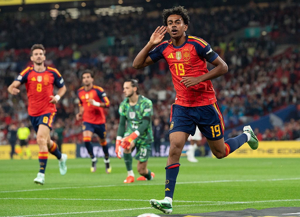 Lamine Yamal celebra su gol ante Inglaterra en Wembley Lamine Yamal celebra su gol ante Inglaterra en Wembley