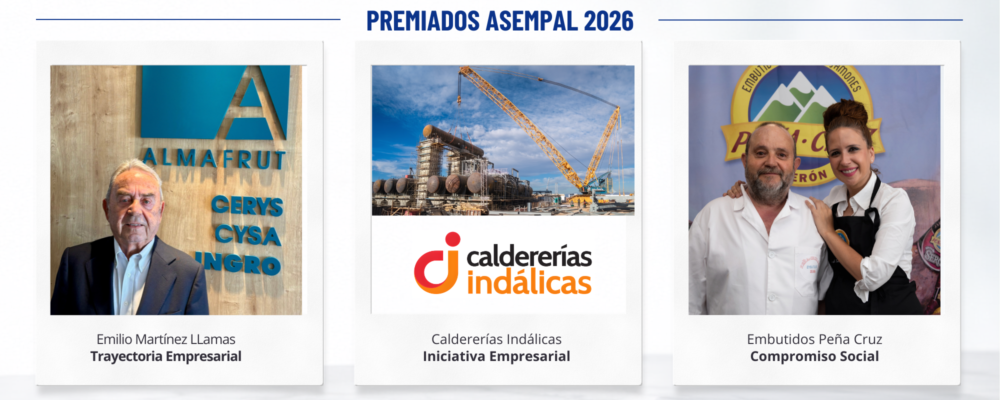 Emilio Martínez Llamas, Caldererías Indálicas y Embutidos Peña Cruz, Premios ASEMPAL 2026 Emilio Martínez Llamas, Caldererías Indálicas y Embutidos Peña Cruz, Premios ASEMPAL 2026