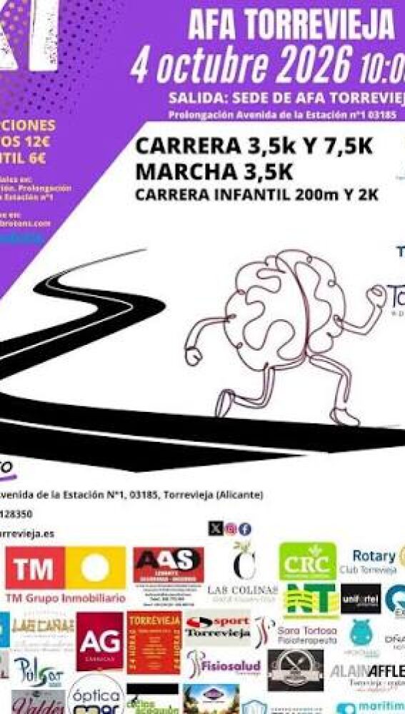 El domingo 4 de octubre vuelve la Carrera/Marcha solidaria AFA Torrevieja en una jornada deportiva y solidaria