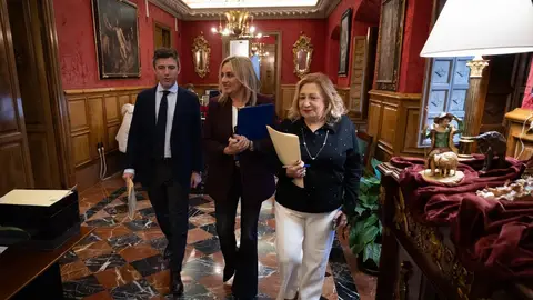 La alcaldesa de Granada, Marifrán Carazo, en el centro en la imagen flanqueada por el portavoz del equipo de gobierno local, Jorge Saavedra, y la edil de Economía, Rosario Pallarés La alcaldesa de Granada, Marifrán Carazo, en el centro en la imagen flanqueada por el portavoz del equipo de gobierno local, Jorge Saavedra, y la edil de Economía, Rosario Pallarés