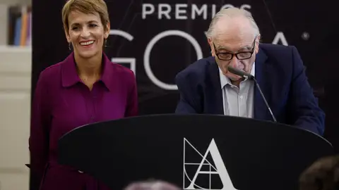 El presidente de la Academia de Cine, Fernando Méndez-Leite, acompañado de la presidenta de Navarra María Chivite, este miércoles en Madrid.- El presidente de la Academia de Cine, Fernando Méndez-Leite, acompañado de la presidenta de Navarra María Chivite, este miércoles en Madrid.-EFE/ Rodrigo Jiménez