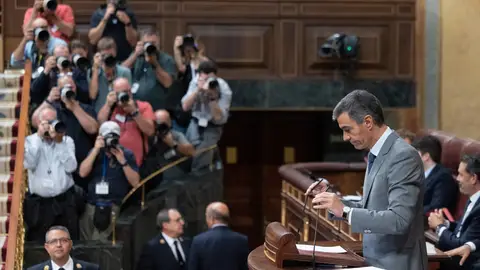 El presidente del Gobierno, Pedro Sánchez, durante su intervención en el Congreso El presidente del Gobierno, Pedro Sánchez, durante su intervención en el Congreso
