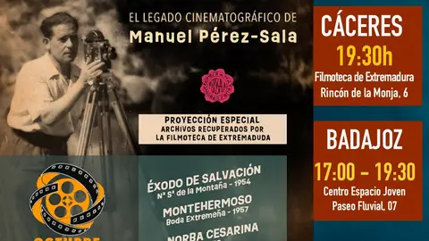 El patrimonio cinematográfico recuperado por Manuel Pérez-Sala, protagonista en Extremadura y la Filmoteca Española El patrimonio cinematográfico recuperado por Manuel Pérez-Sala, protagonista en Extremadura y la Filmoteca Española
